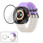 For Samsung Galaxy Watch Ultra 2025 Marine Double Buckle Silicone Watch Band with 3D Curved Film(Starlight Purple)