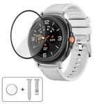For Samsung Galaxy Watch8 40mm Silicone Leather Skin Watch Band with 3D Curved Film(Light Grey)