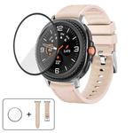 For Samsung Galaxy Watch8 40mm Silicone Leather Skin Watch Band with 3D Curved Film(Apricot)