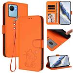 For Realme C30 4G / C30s / Narzo 50i Embossed Heart Cat Leather Phone Case with Hand Strap(Orange)