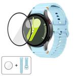 For Samsung Galaxy Watch7 40mm Wave Stitching Silicone Watch Band with 3D Curved Film(Light Blue)