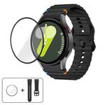 For Samsung Galaxy Watch6 40mm Wave Stitching Silicone Watch Band with 3D Curved Film(Black)