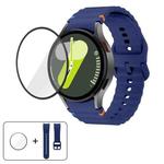 For Samsung Galaxy Watch6 40mm Wave Stitching Silicone Watch Band with 3D Curved Film(Midnight Blue)