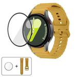 For Samsung Galaxy Watch5 Pro 45mm Wave Stitching Silicone Watch Band with 3D Curved Film(Yellow)