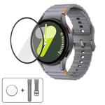 For Samsung Galaxy Watch4 40mm Wave Stitching Silicone Watch Band with 3D Curved Film(Space Grey)