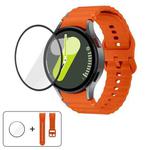 For Samsung Galaxy Watch4 44mm Wave Stitching Silicone Watch Band with 3D Curved Film(Orange)