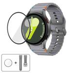 For Samsung Galaxy Watch4 Classic 42mm Wave Stitching Silicone Watch Band with 3D Curved Film(Space Grey)
