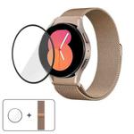 For Samsung Galaxy Watch FE 40mm Milanese Magnetic Stainless Steel Watch Band with 3D Curved Film(Retro Gold)