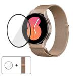 For Samsung Galaxy Watch4 Active 40mm Milanese Magnetic Stainless Steel Watch Band with 3D Curved Film(Retro Gold)