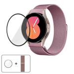 For Samsung Galaxy Watch4 Active 44mm Milanese Magnetic Stainless Steel Watch Band with 3D Curved Film(Rose Gold)