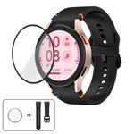 For Samsung Galaxy Watch FE 40mm Plain Stitching Silicone Watch Band with 3D Curved Film(Black)
