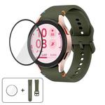 For Samsung Galaxy Watch FE 40mm Plain Stitching Silicone Watch Band with 3D Curved Film(Army Green)