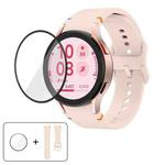 For Samsung Galaxy Watch4 44mm Plain Stitching Silicone Watch Band with 3D Curved Film(Pink)