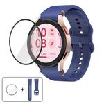 For Samsung Galaxy Watch4 44mm Plain Stitching Silicone Watch Band with 3D Curved Film(Midnight Blue)