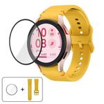 For Samsung Galaxy Watch4 Active 44mm Plain Stitching Silicone Watch Band with 3D Curved Film(Yellow)