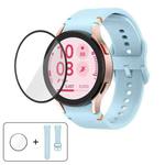 For Samsung Galaxy Watch4 Active 44mm Plain Stitching Silicone Watch Band with 3D Curved Film(Light Blue)