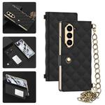 For Samsung Galaxy Z Fold6 5G GKK Integrated Plating Diamond Texture Leather Phone Case With Crossbody Chain(Black)