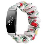 xDfind Polyester Elastic Wreath Watch Band For Fitbit Inspire, Size:S(White Background Red Flowers)