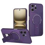 For Tecno Spark 40 4G Carbon Fiber Texture MagSafe Phone Case with Holder(Purple)