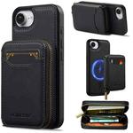 For iPhone 16e LC.IMEEKE L6 Series Zipper Card Bag MagSafe Magnetic Phone Case(Black)