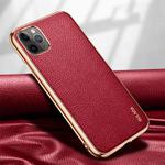 For iPhone 11 Pro Max SULADA Litchi Texture Leather Electroplated Shckproof Protective Case(Red)