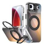 For iPhone Air Gradient Discolor Rotating Holder Lens Kickstand Magsafe Phone Case(Black)