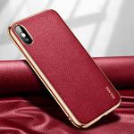 For iPhone X / XS SULADA Litchi Texture Leather Electroplated Shckproof Protective Case(Red)