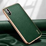 For iPhone X / XS SULADA Litchi Texture Leather Electroplated Shckproof Protective Case(Green)