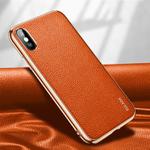 For iPhone X / XS SULADA Litchi Texture Leather Electroplated Shckproof Protective Case(Orange)