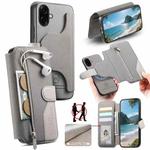 For Samsung Galaxy A07 4G / 5G Twill Fabric MagSafe RFID Anti-theft Zipper Wallet Leather Phone Case(Grey)