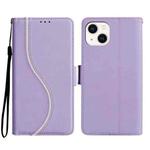For iPhone 15 Plus Side Buckle S Curve Leather Phone Case(Purple)