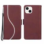 For iPhone 14 Plus Side Buckle S Curve Leather Phone Case(Red)
