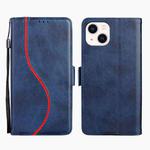 For iPhone 14 / 13 Side Buckle S Curve Leather Phone Case(Blue)