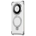 For Huawei Mate 60 Pro / 60 Pro+ Borderless MagSafe Ring Holder Plain Leather Phone Case(White)