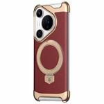 For Huawei Pura 70 Pro / 70 Pro+ Borderless MagSafe Ring Holder Plain Leather Phone Case(Red)