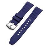 22mm xDfind Silver Buckle Quick Release Silicone Watch Band(Navy Blue)