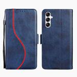 For Samsung Galaxy A54 5G Side Buckle S Curve Leather Phone Case(Blue)
