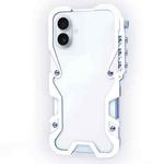 For iPhone 17 Trigger Design Hollow Metal Frame Phone Case with Lanyard(Silver)