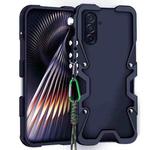 For Samsung Galaxy A56 5G Trigger Design Hollow Metal Frame Phone Case with Lanyard(Black)