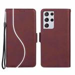For Samsung Galaxy S21 Ultra 5G Side Buckle S Curve Leather Phone Case(Red)