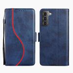 For Samsung Galaxy S21 FE 5G Side Buckle S Curve Leather Phone Case(Blue)