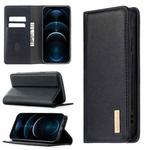 For iPhone 12 Pro Max 2 in 1 Detachable Magnetic Horizontal Flip Genuine Leather Case with Holder & Card Slots & Wallet(Black)