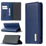 For Samsung Galaxy Note20 2 in 1 Detachable Magnetic Horizontal Flip Genuine Leather Case with Holder & Card Slots & Wallet(Blue)
