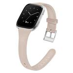 For Fitbit Versa 2 / Versa / Versa Lite xDfind Silver Buckle Slim Solid Color Silicone Watch Band, Size:S(Khaki)