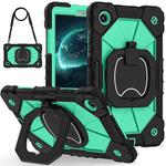 For Lenovo Tab K9 / Tab One TB-305FU Contrast Color Robot Silicone Hybrid PC Tablet Case(Black Mint Green)