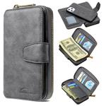 For iPhone 12 Pro Max Detachable Multifunctional Horizontal Flip Leather Case with Card Slots & Zipper Wallet & Photo Frame(Grey)