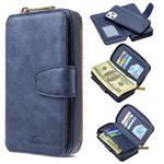 For iPhone 12 Pro Max Detachable Multifunctional Horizontal Flip Leather Case with Card Slots & Zipper Wallet & Photo Frame(Blue)