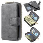 For iPhone 12 / 12 Pro Detachable Multifunctional Horizontal Flip Leather Case with Card Slots & Zipper Wallet & Photo Frame(Grey)