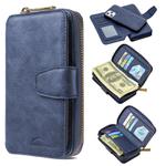 For iPhone 12 / 12 Pro Detachable Multifunctional Horizontal Flip Leather Case with Card Slots & Zipper Wallet & Photo Frame(Blue)