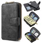 For iPhone 12 / 12 Pro Detachable Multifunctional Horizontal Flip Leather Case with Card Slots & Zipper Wallet & Photo Frame(Black)